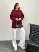 Kadın Bel Bağlamalı Kol Detaylı Tunik 8896 - Bordo